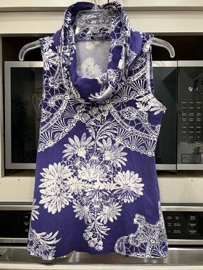 Express Sleeveless Purple Floral Cowl Neck Top